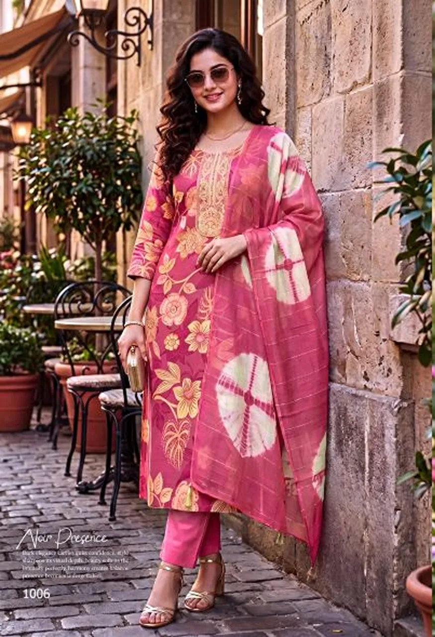 At Shruti Vatican Foil Print Kurti With Bottom Dupatta Collection — Wholesale Kurtis, Vardan Ethnic wholesale from Surat — Photo 4