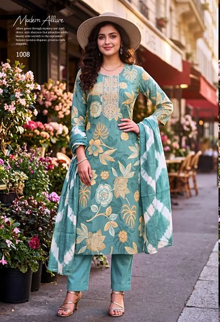 At Shruti Vatican Foil Print Kurti With Bottom Dupatta Collection — Wholesale Kurtis, Vardan Ethnic wholesale from Surat — Photo 2