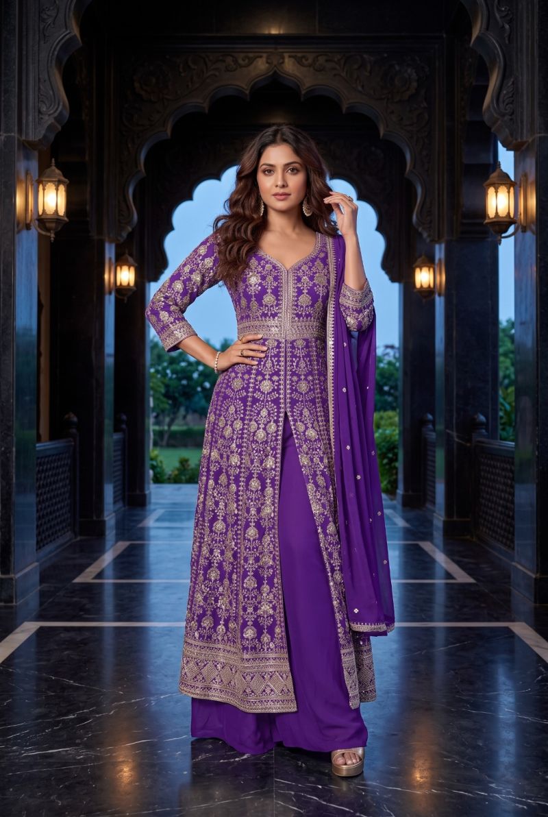 Aurraa Deevani Premium Chinon Embroidered Salwar Kameez Collection — Wholesale Salwar Suits, Vardan Ethnic wholesale from Surat — view 3