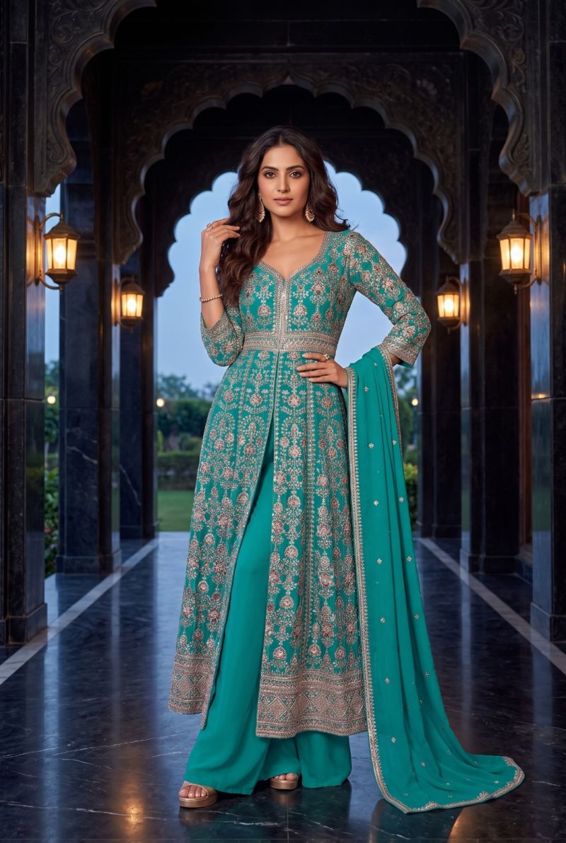 Aurraa Deevani Premium Chinon Embroidered Salwar Kameez Collection — Wholesale Salwar Suits, Vardan Ethnic wholesale from Surat — view 2