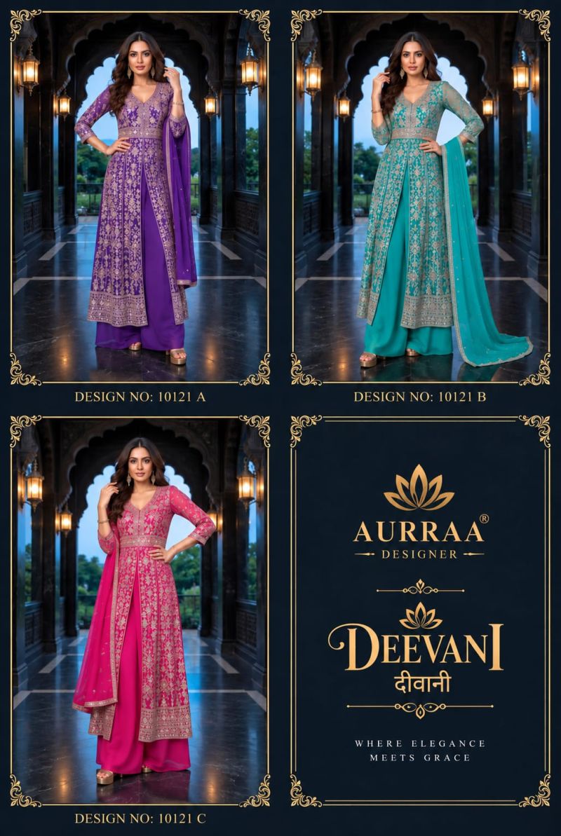 Aurraa Deevani Premium Chinon Embroidered Salwar Kameez Collection — Wholesale Salwar Suits, Vardan Ethnic wholesale from Surat — view 7