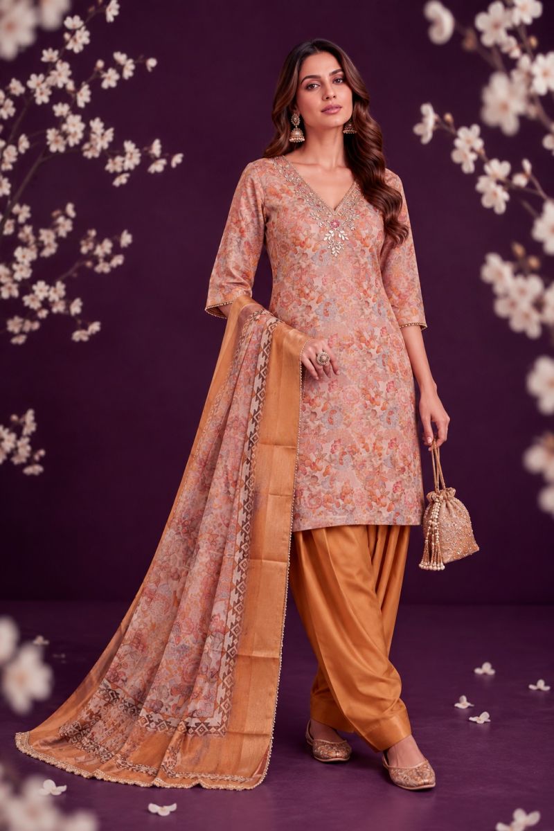 Aurraa Jaweri Linen Cotton Print Hand Work Farshi Salwar Kameez Catalog