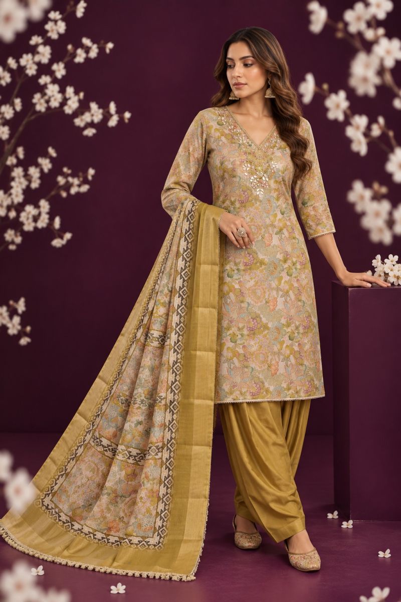 Aurraa Jaweri Linen Cotton Print Hand Work Farshi Salwar Kameez Catalog — Wholesale Salwar Suits, Vardan Ethnic wholesale from Surat — Photo 2
