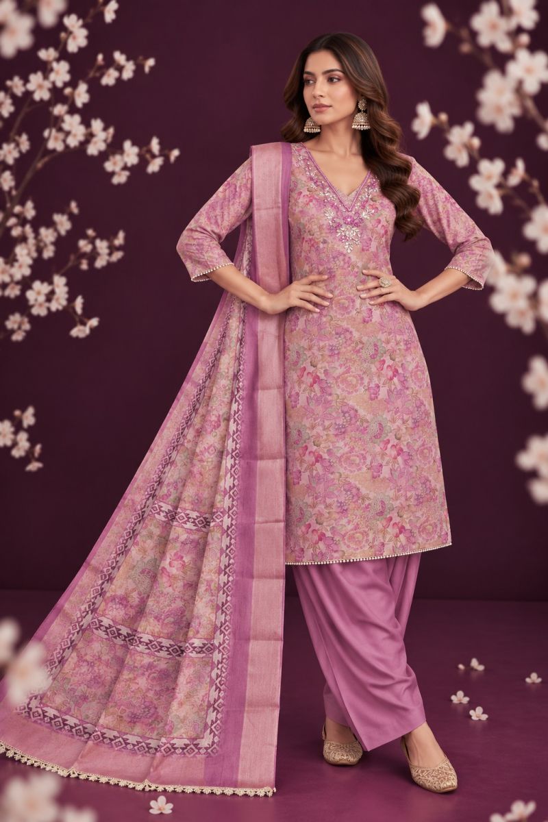 Aurraa Jaweri Linen Cotton Print Hand Work Farshi Salwar Kameez Catalog — Wholesale Salwar Suits, Vardan Ethnic wholesale from Surat — Photo 6