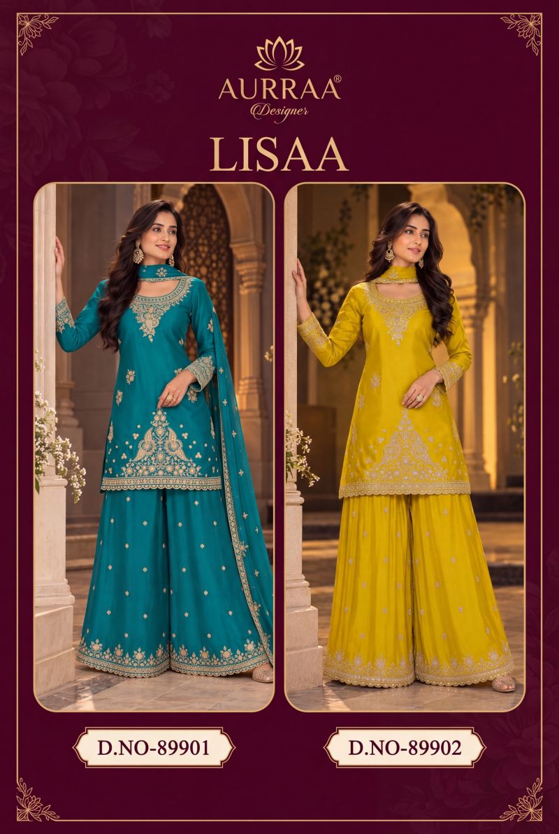 Aurraa Lissa Chinon Embroidered Designer Salwar Kameez Catalog — Wholesale Salwar Suits, Vardan Ethnic wholesale from Surat — Photo 4