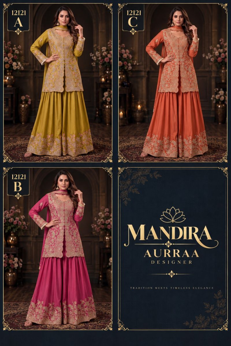 Aurraa Mandira Chinon Embroidered Salwar Kameez Collection — Designer Readymade Suits, Vardan Ethnic wholesale from Surat — Photo 7