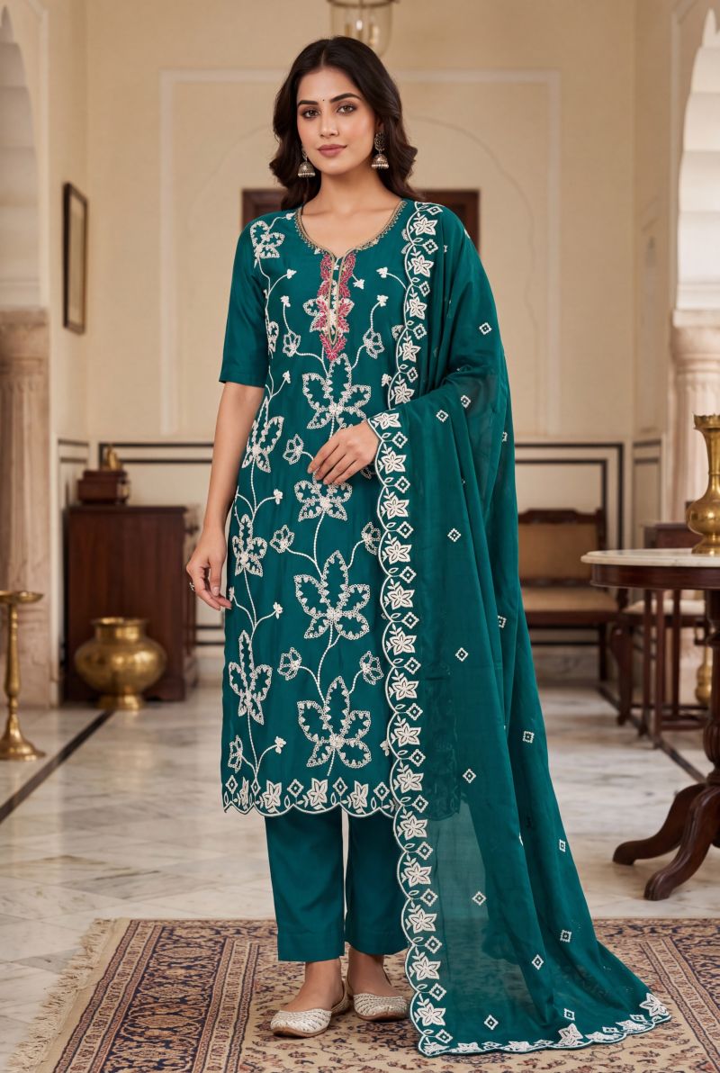 Aurraa Pratima Pv Cotton Silk Embroidered Salwar Kameez Collection — Wholesale Kurtis, Vardan Ethnic wholesale from Surat — Photo 2