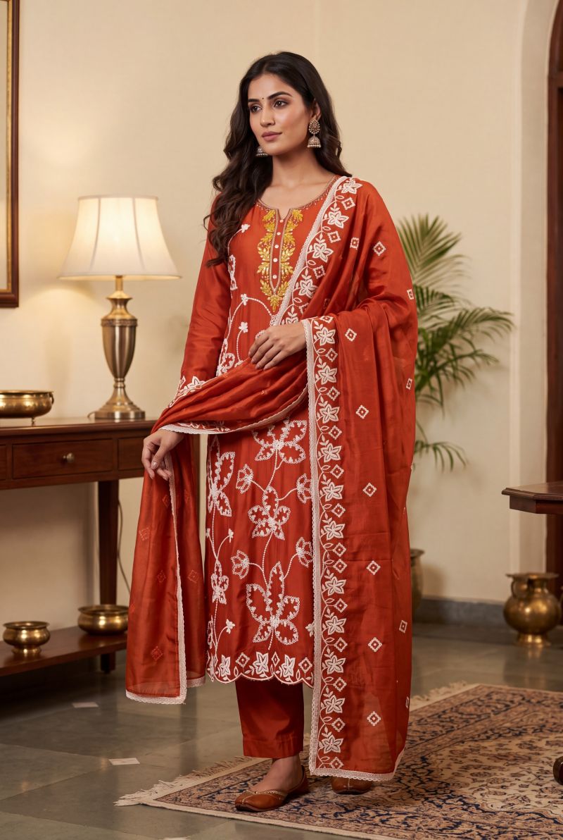 Aurraa Pratima Pv Cotton Silk Embroidered Salwar Kameez Collection — Wholesale Kurtis, Vardan Ethnic wholesale from Surat — Photo 5