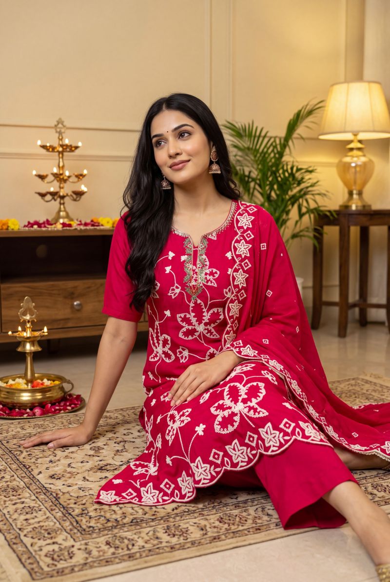 Aurraa Pratima Pv Cotton Silk Embroidered Salwar Kameez Collection — Wholesale Kurtis, Vardan Ethnic wholesale from Surat — Photo 4