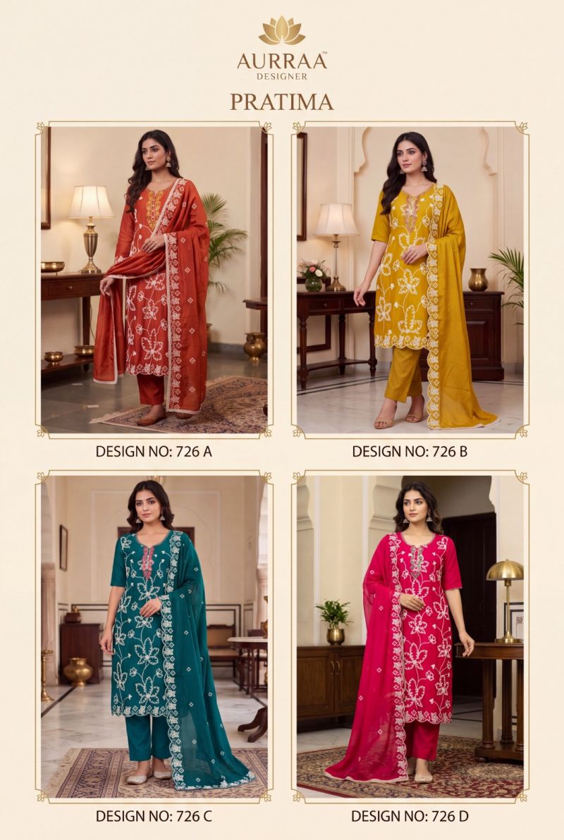 Aurraa Pratima Pv Cotton Silk Embroidered Salwar Kameez Collection — Wholesale Kurtis, Vardan Ethnic wholesale from Surat — Photo 3