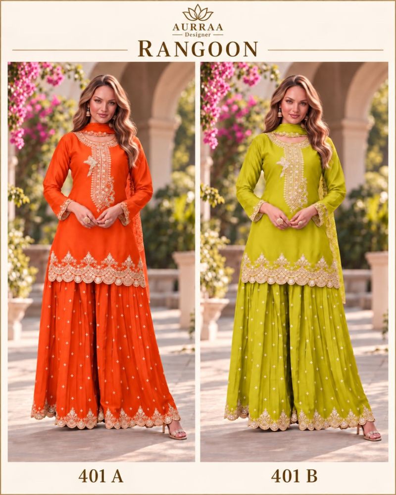 Aurraa Rangoon Premium Chinon Embroidered Salwar Kameez Collection — Wholesale Salwar Suits, Vardan Ethnic wholesale from Surat — Photo 4