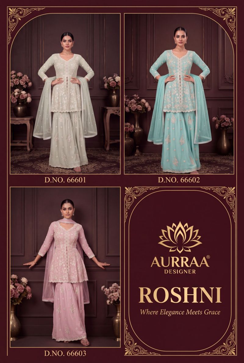 Aurraa Roshni Georgette Embroidered Designer Salwar Kameez Catalog — Wholesale Salwar Suits, Vardan Ethnic wholesale from Surat — view 5