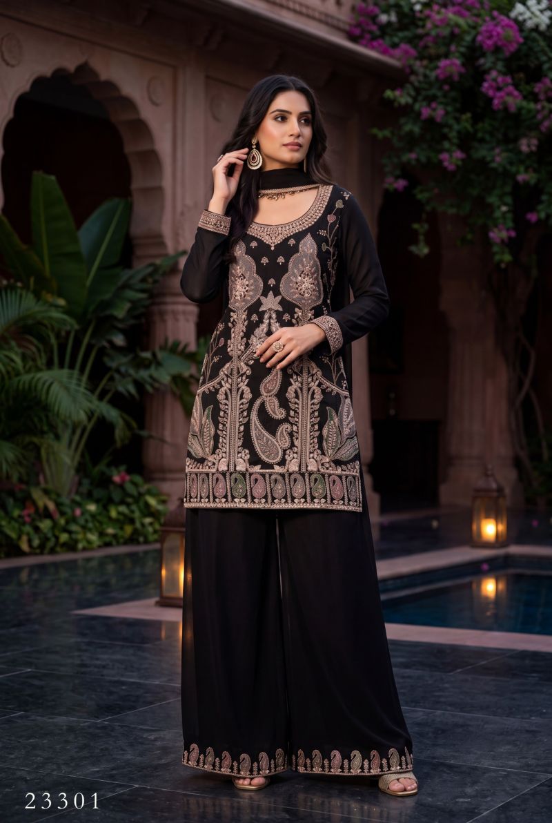 Aurraa Siddhi Chinon Beads Work Designer Salwar Kameez Collection