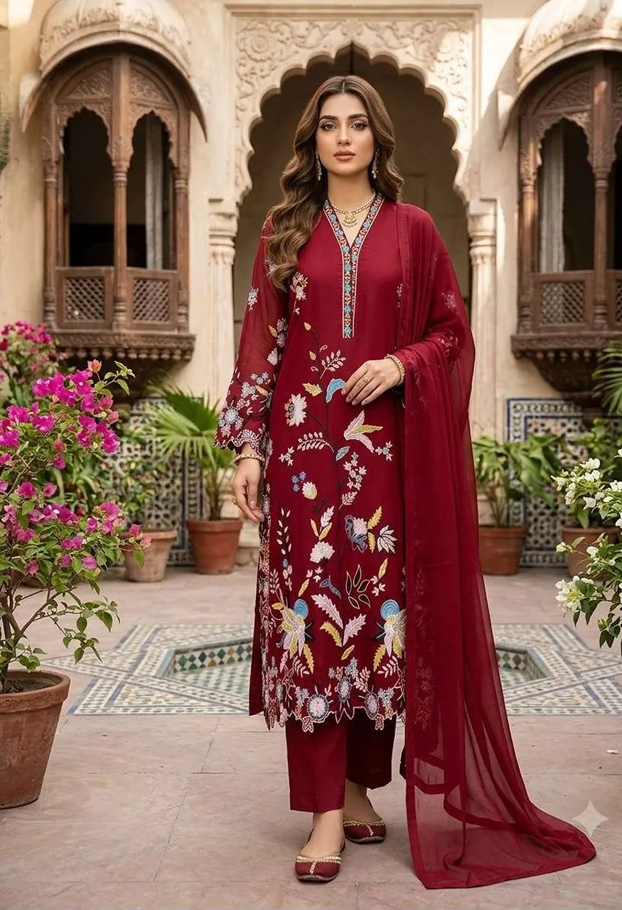 LG 2147 Silk Beautiful Designer Pakistani Style Look Kurti Pant And Dupatta Set