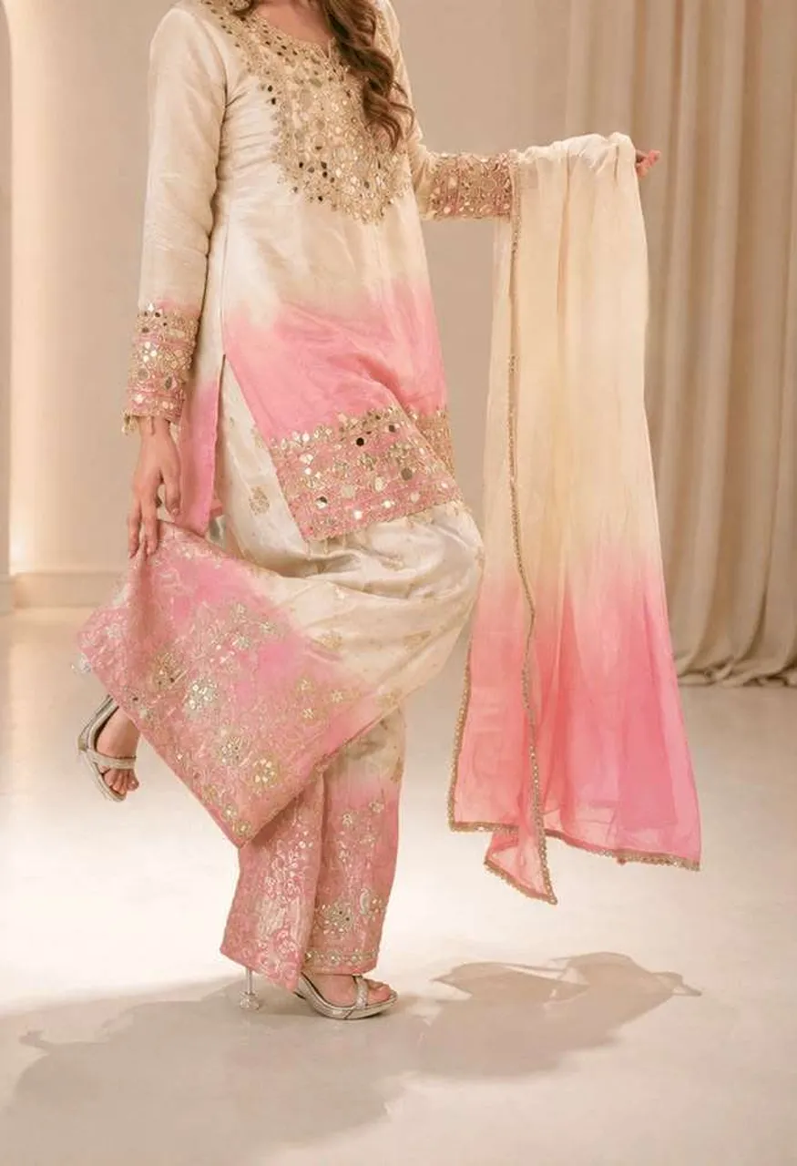 Be 491 Mirror Embroidered Worked Top Plazzo With Dupatta Set — Wholesale Kurtis, Vardan Ethnic wholesale from Surat — view 2