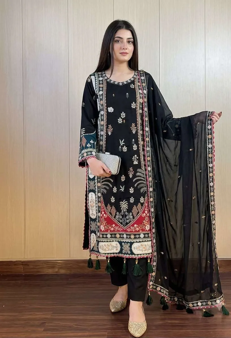 LG 2141 Silk Beautiful Designer Kaftan With Pant And Dupatta Set
