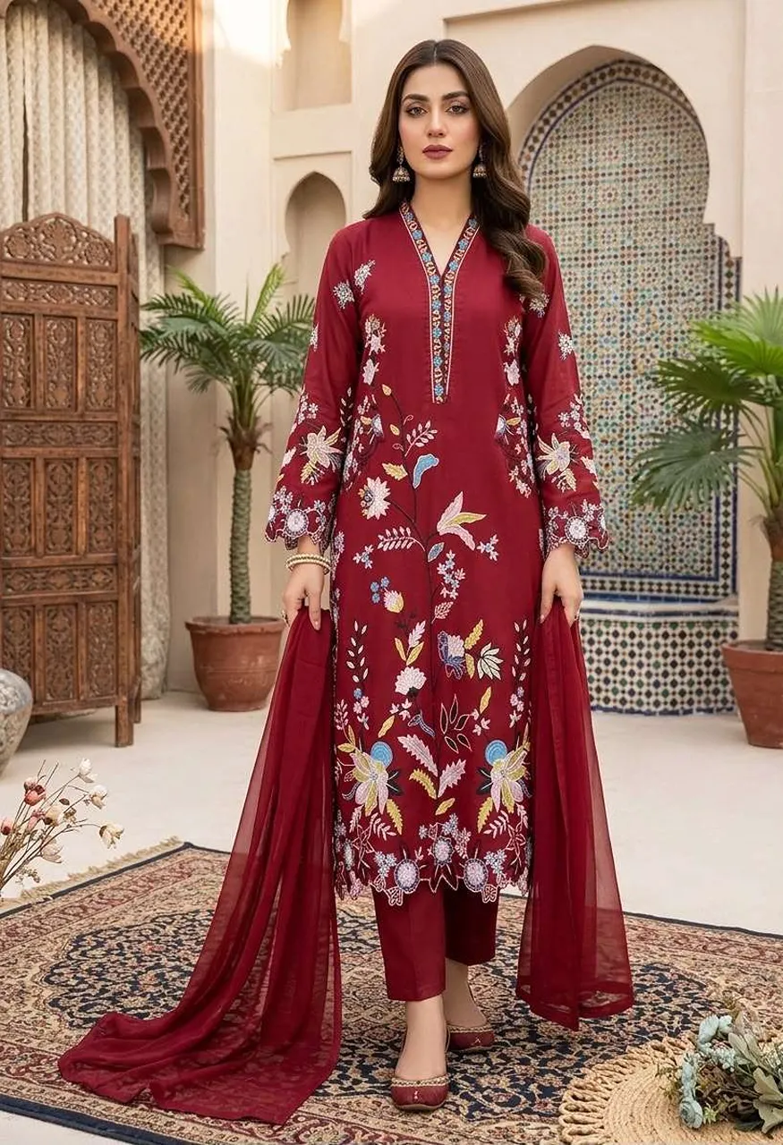 LG 2147 Silk Beautiful Designer Pakistani Style Look Kurti Pant And Dupatta Set — Wholesale Kurtis, Bandhani Palace wholesale from Surat — view 5