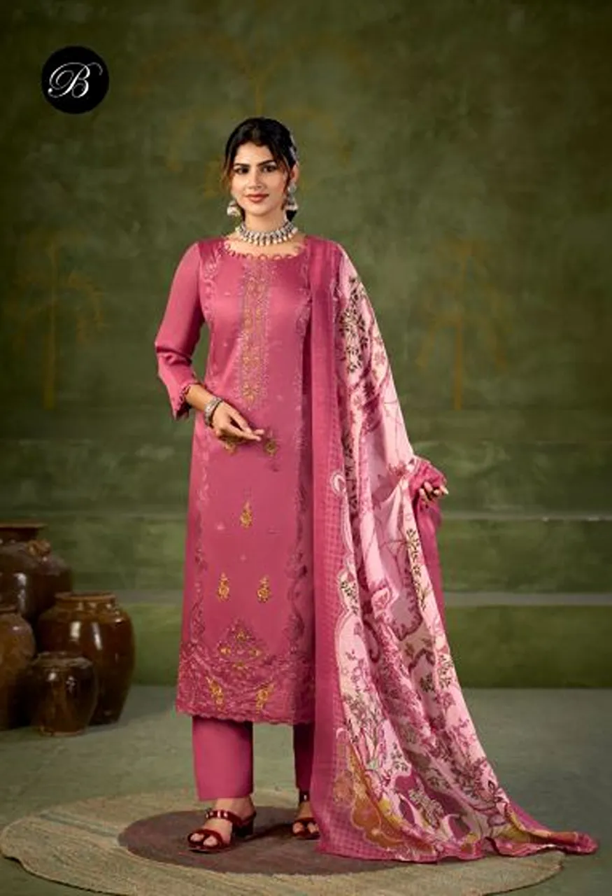 Belliza Zarqash Vol 18 Jam Cotton With Embroidered Dress Material Catalog — Wholesale Salwar Suits, Belliza Designer wholesale from Surat — Photo 2