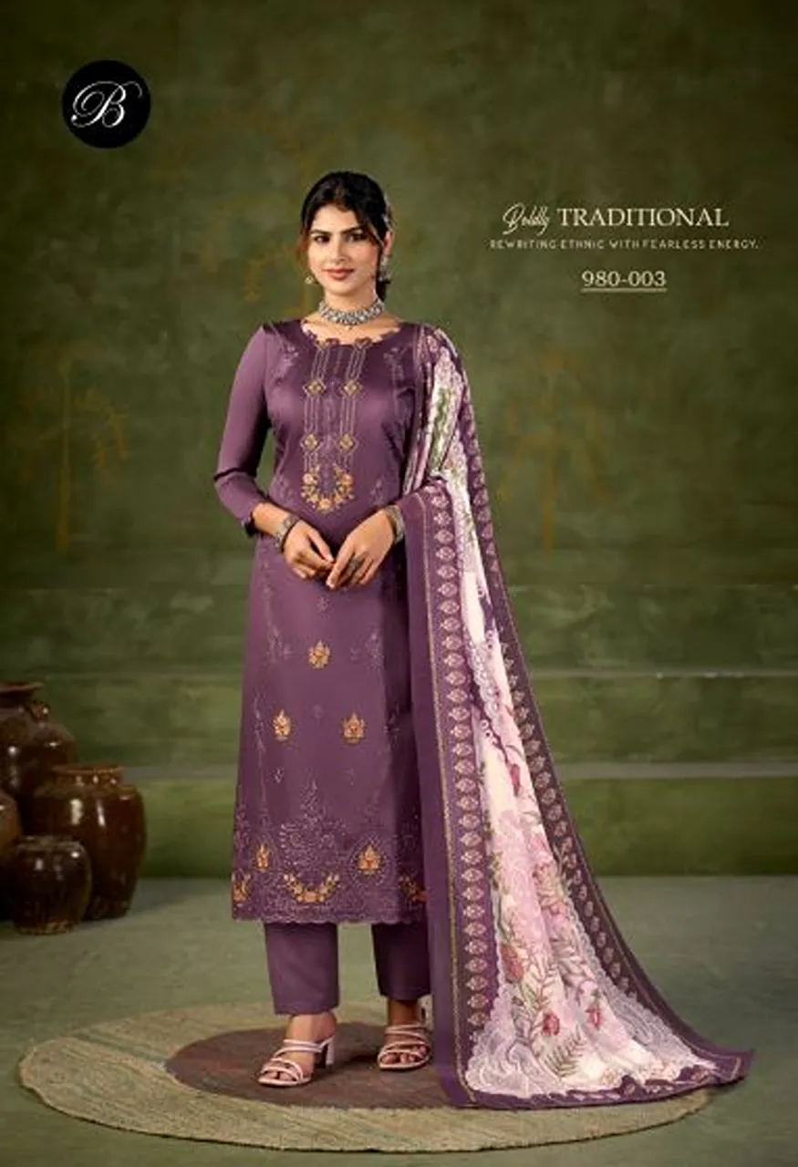 Belliza Zarqash Vol 18 Jam Cotton With Embroidered Dress Material Catalog — Wholesale Salwar Suits, Belliza Designer wholesale from Surat — Photo 5