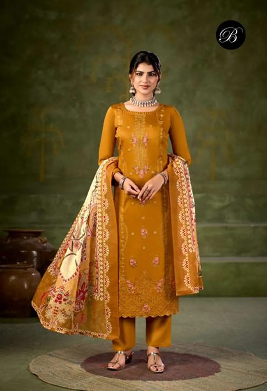 Belliza Zarqash Vol 18 Jam Cotton With Embroidered Dress Material Catalog — Wholesale Salwar Suits, Belliza Designer wholesale from Surat — Photo 4