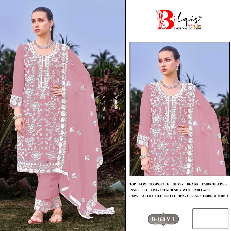 Bilqis B 160 U1 To X1 Fox Georgette Embroidered Salwar Kameez Catalog