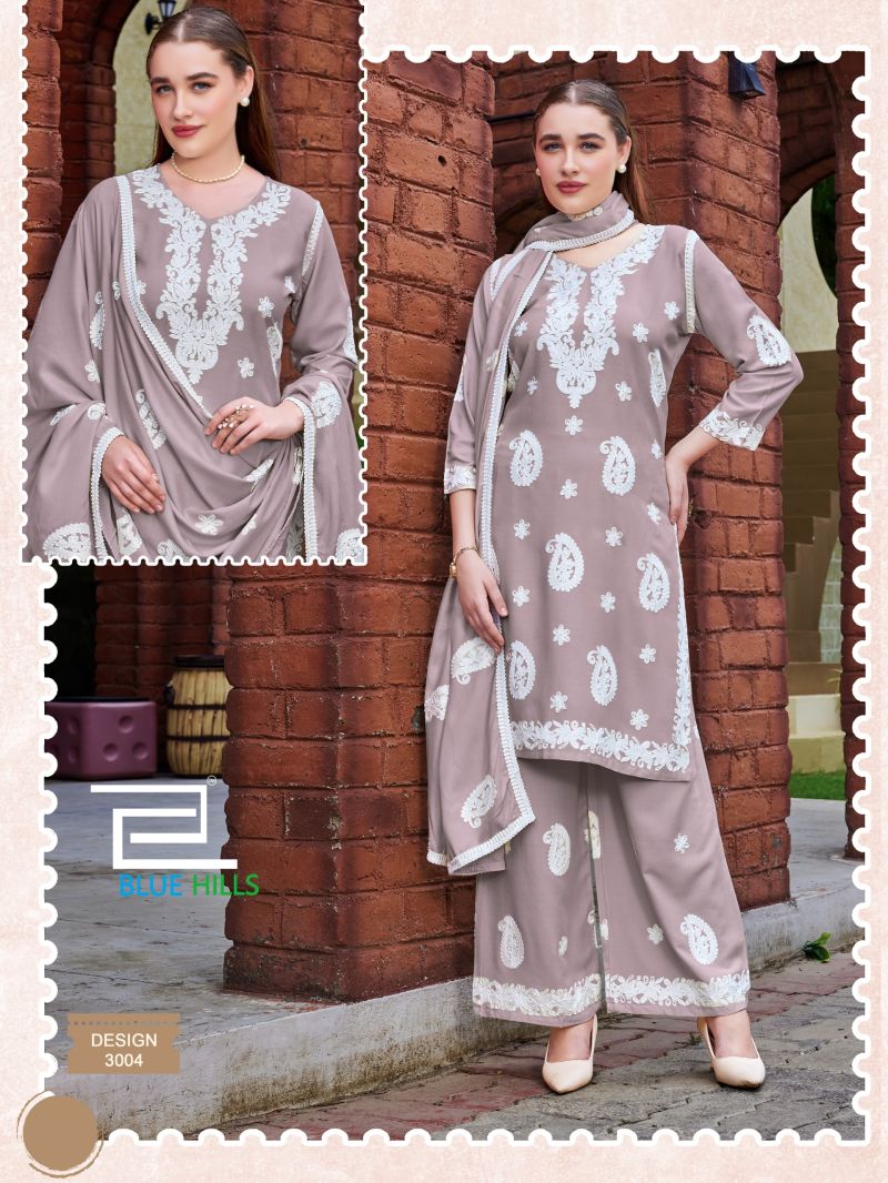 Blue Hills Firdose Rayon Thread Work Kurti With Bottom Dupatta Collection — Wholesale, Blue Hills wholesale from Surat — Photo 3