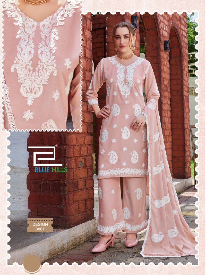 Blue Hills Firdose Rayon Thread Work Kurti With Bottom Dupatta Collection — Wholesale, Blue Hills wholesale from Surat — Photo 6