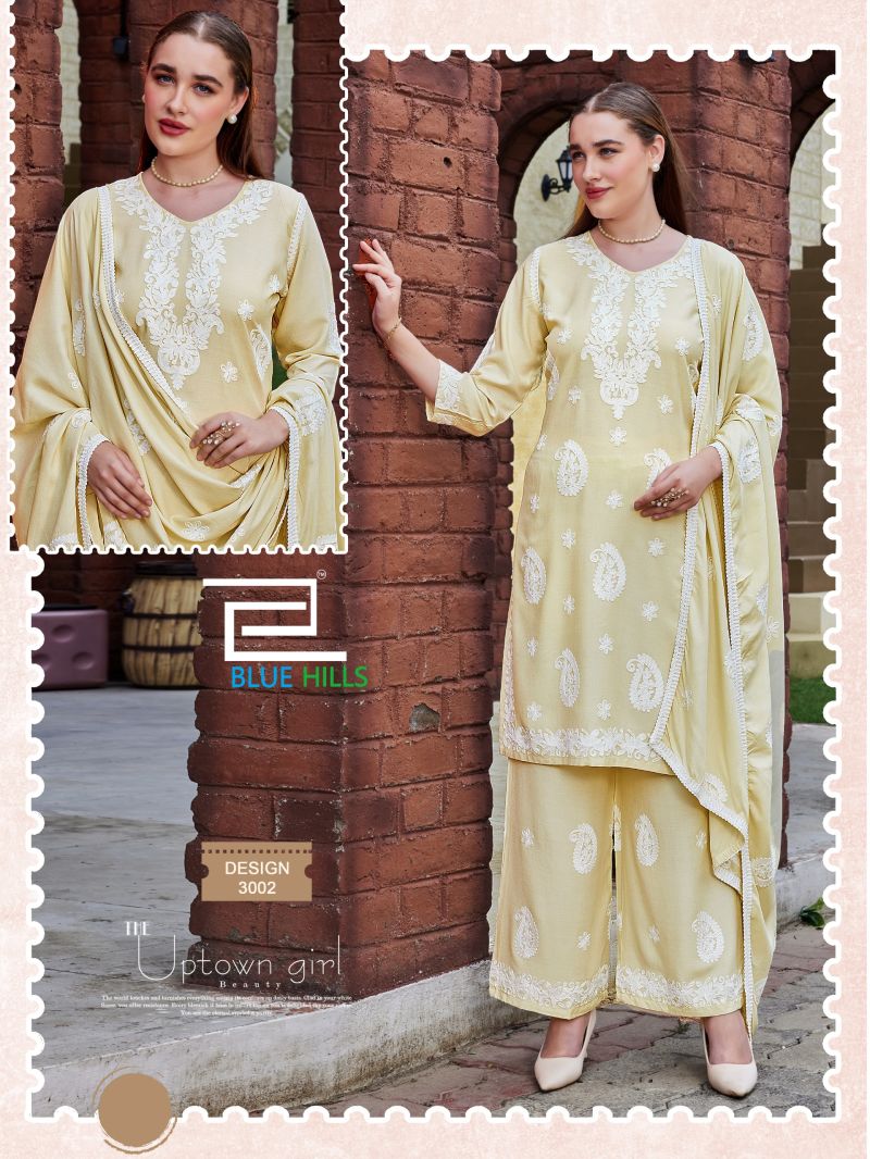 Blue Hills Firdose Rayon Thread Work Kurti With Bottom Dupatta Collection — Wholesale, Blue Hills wholesale from Surat — Photo 5