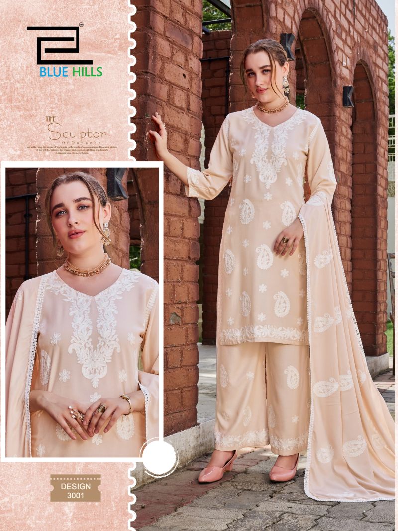 Blue Hills Firdose Rayon Thread Work Kurti With Bottom Dupatta Collection