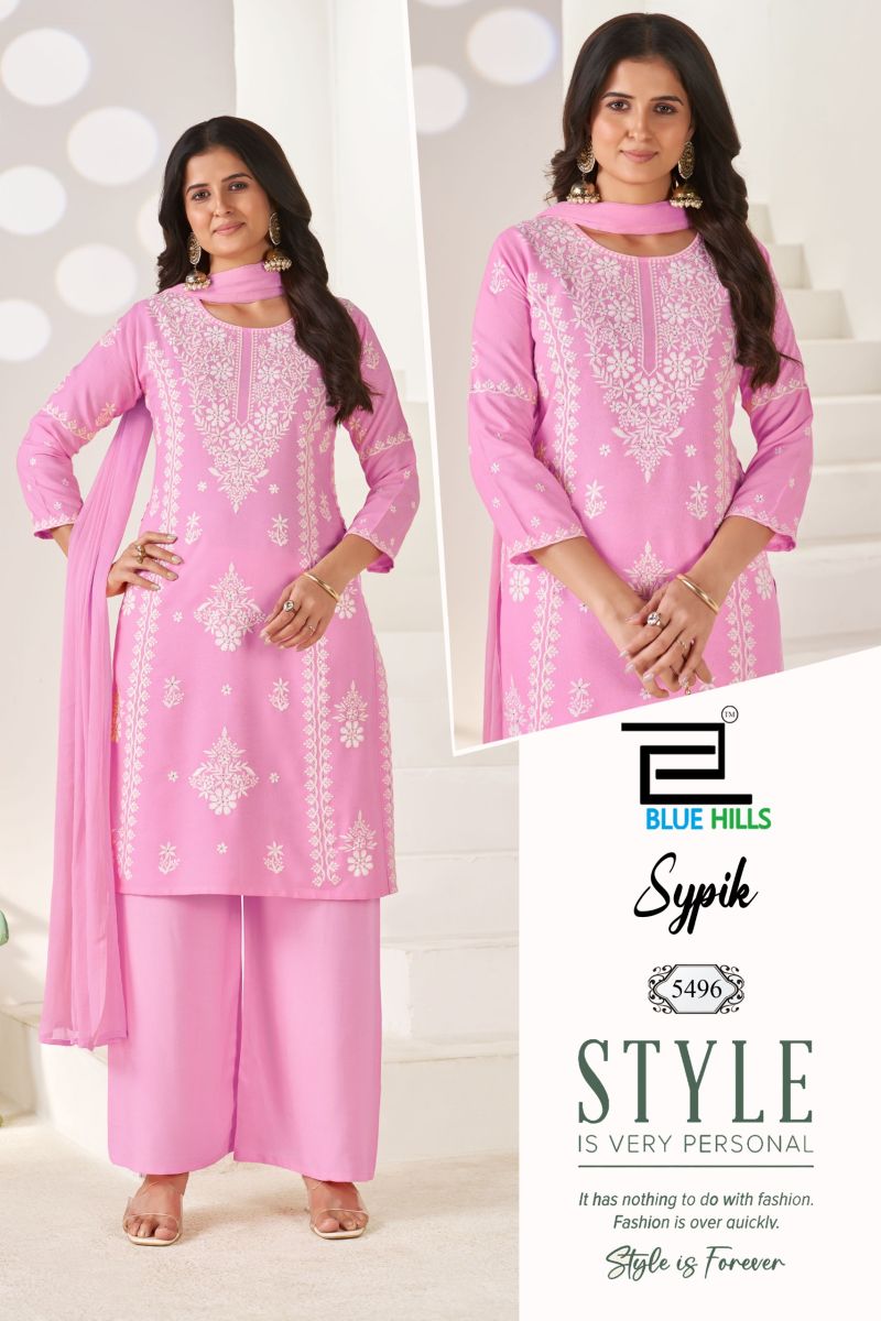 Blue Hills Sypik Rayon Thread Work Kurti With Bottom Dupatta Catalog — Wholesale Kurtis, Blue Hills wholesale from Surat — Photo 3