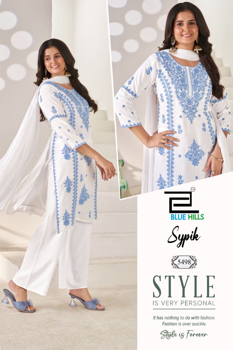 Blue Hills Sypik Rayon Thread Work Kurti With Bottom Dupatta Catalog — Wholesale Kurtis, Blue Hills wholesale from Surat — Photo 2