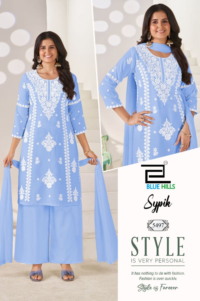 Blue Hills Sypik Rayon Thread Work Kurti With Bottom Dupatta Catalog — Wholesale Kurtis, Blue Hills wholesale from Surat — Photo 5