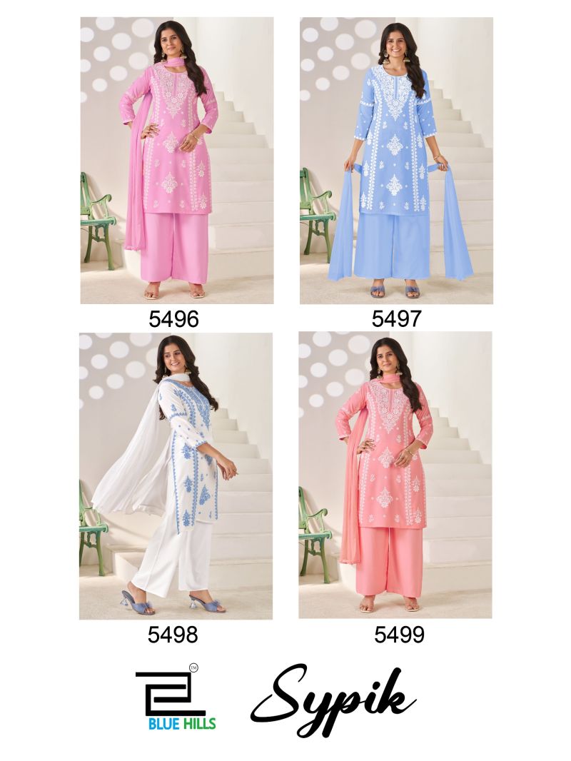 Blue Hills Sypik Rayon Thread Work Kurti With Bottom Dupatta Catalog — Wholesale Kurtis, Blue Hills wholesale from Surat — Photo 4