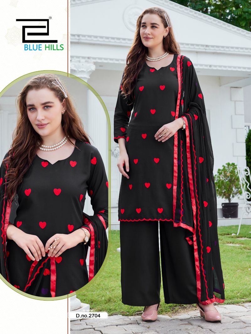 Blue Hills Zeenat Rayon Thread Work Kurti With Bottom Dupatta Collection — Wholesale Salwar Suits, Blue Hills wholesale from Surat — Photo 3