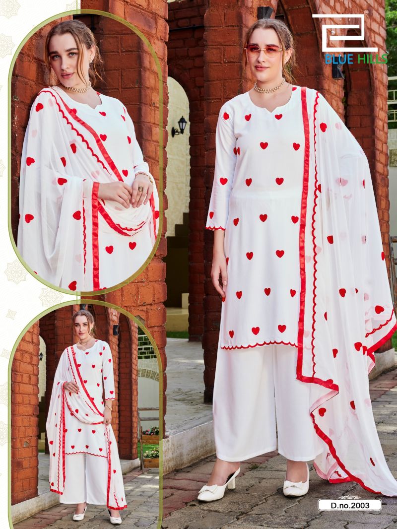 Blue Hills Zeenat Rayon Thread Work Kurti With Bottom Dupatta Collection — Wholesale Salwar Suits, Blue Hills wholesale from Surat — Photo 2