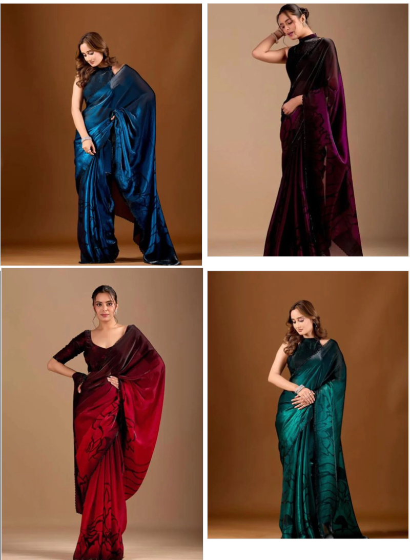 Bt 1314 Soft Space Wholesale Silk Floral Print Saree Collection — Festival Sarees, Vardan Ethnic wholesale from Surat — Photo 3