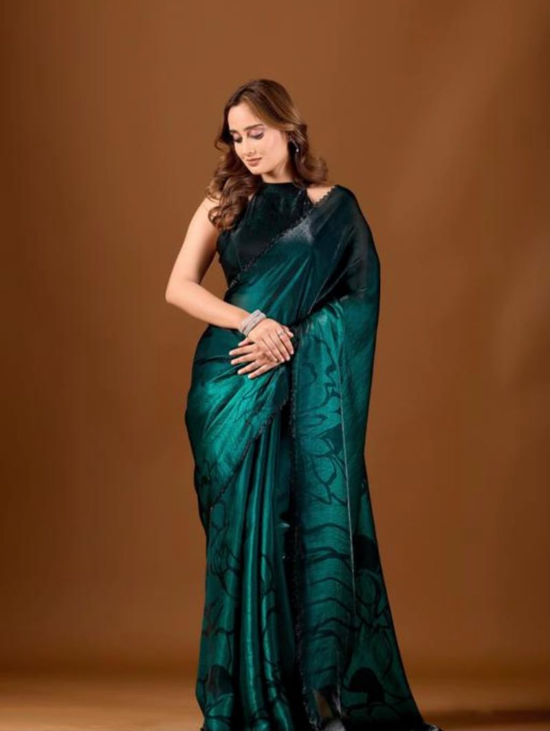 Bt 1314 Soft Space Wholesale Silk Floral Print Saree Collection — Festival Sarees, Vardan Ethnic wholesale from Surat — Photo 5