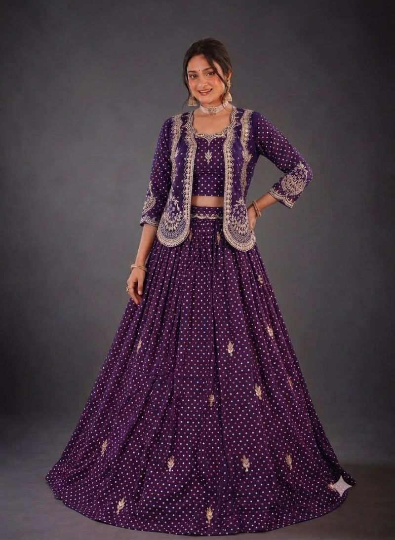 Bt 7164 Vichitra Silk Sequence Worked Lehenga Choli With Jacket — Wholesale Lehenga, Vardan Ethnic wholesale from Surat — Photo 2