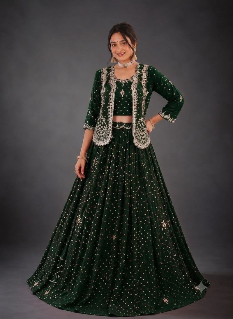 Bt 7164 Vichitra Silk Sequence Worked Lehenga Choli With Jacket — Wholesale Lehenga, Vardan Ethnic wholesale from Surat — Photo 3