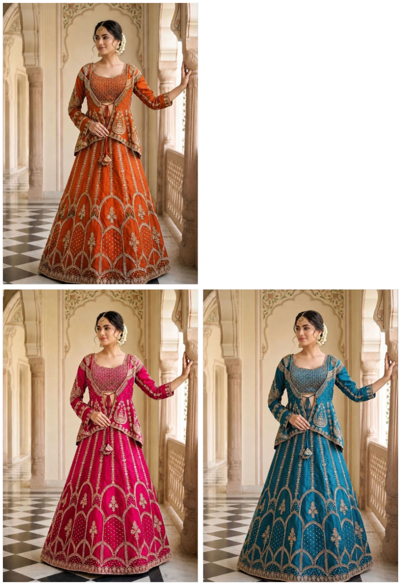 Bt 7165 Heavy Crepe Silk Designer Lehenga Choli With Koti — Wholesale Lehenga, Vardan Ethnic wholesale from Surat — Photo 16