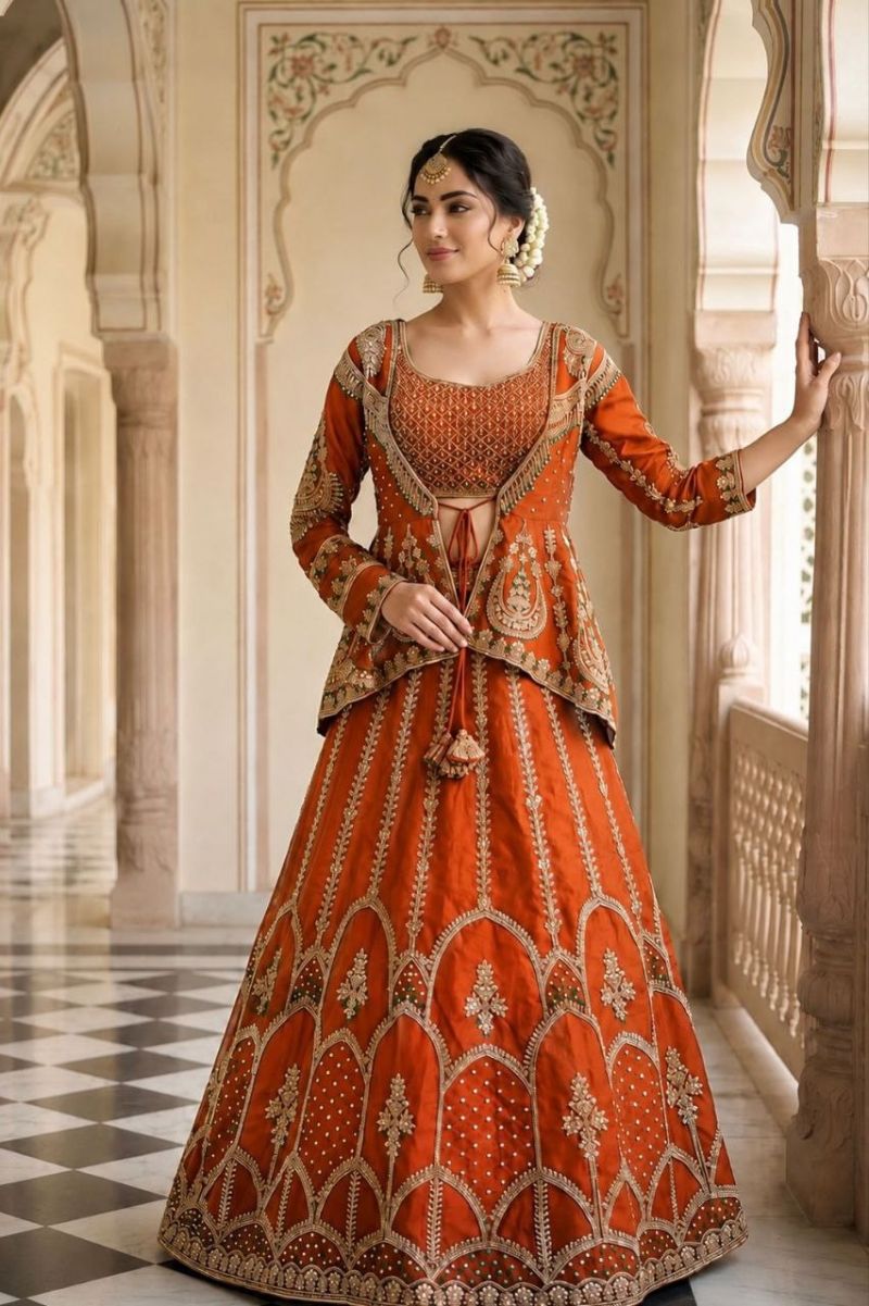 Bt 7165 Heavy Crepe Silk Designer Lehenga Choli With Koti — Wholesale Lehenga, Vardan Ethnic wholesale from Surat — Photo 14