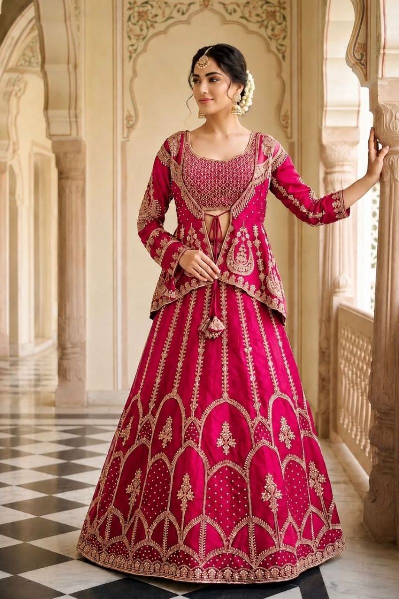 Bt 7165 Heavy Crepe Silk Designer Lehenga Choli With Koti — Wholesale Lehenga, Vardan Ethnic wholesale from Surat — Photo 9