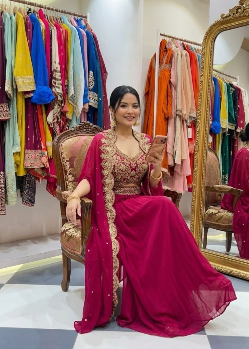 Bt 7170 Natural Crepe Embroidered Party Wear Indo Western Collection
