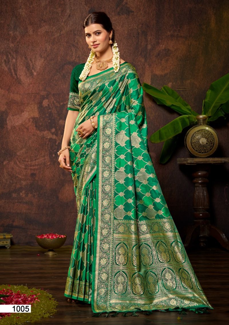 Bunawat Chetnya Satin Silk Sangam Prints Saree Collection