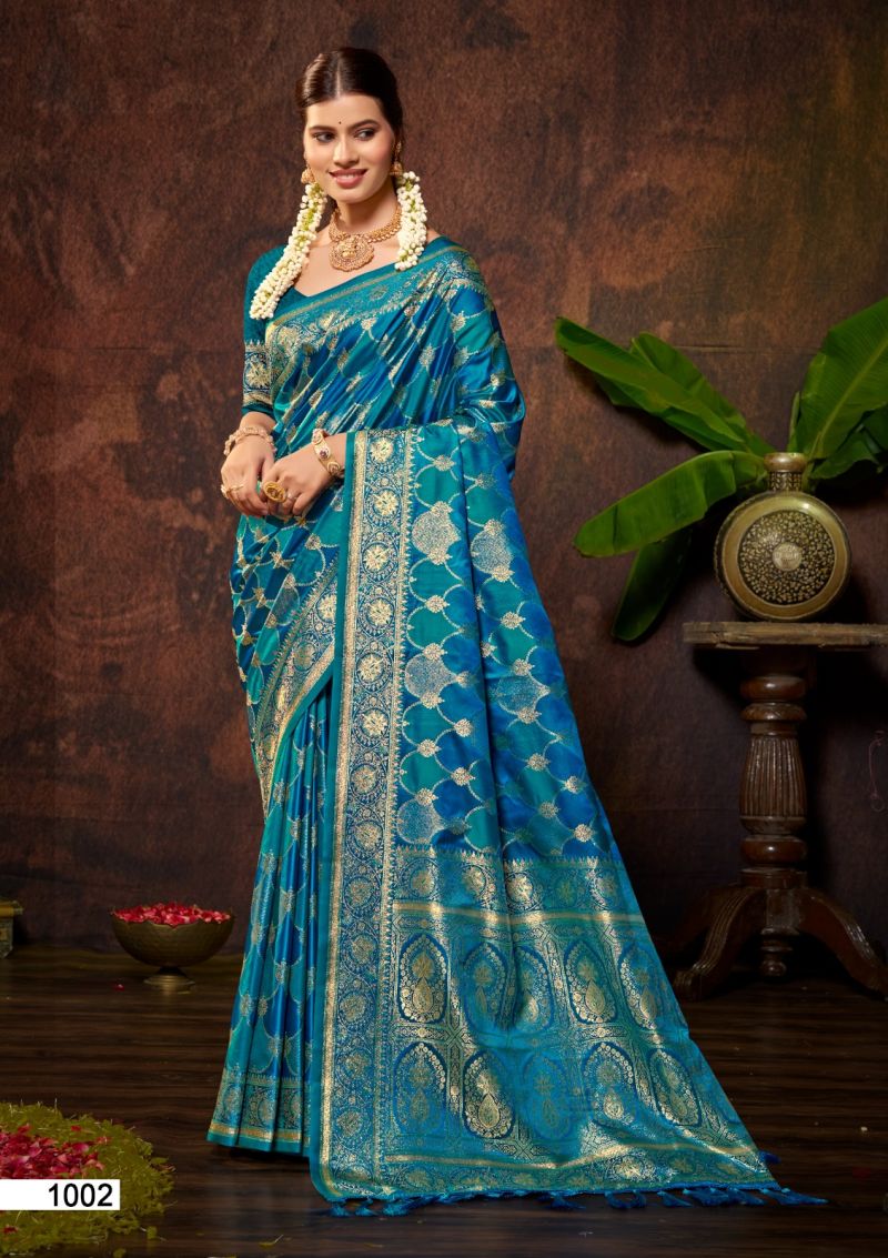 Bunawat Chetnya Satin Silk Sangam Prints Saree Collection — Wholesale Sarees, Bunawat wholesale from Surat — view 3
