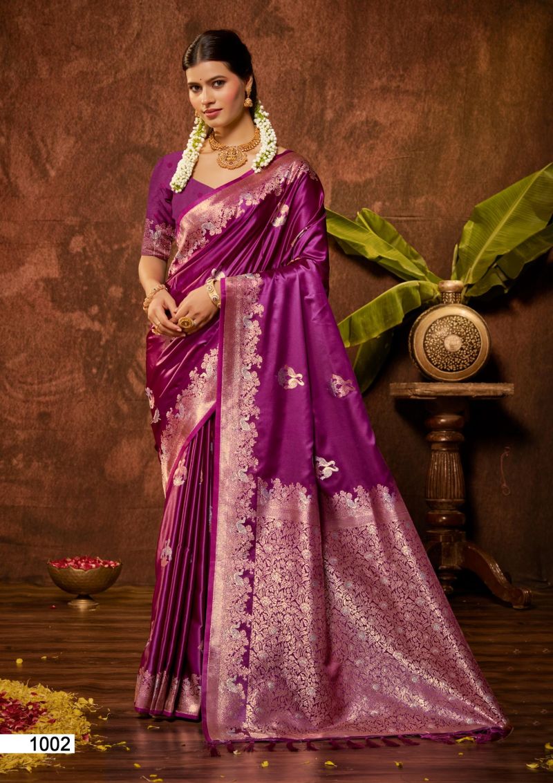 Bunawat Masru Satan Vol 3 Satin Silk Sangam Prints Saree Collection