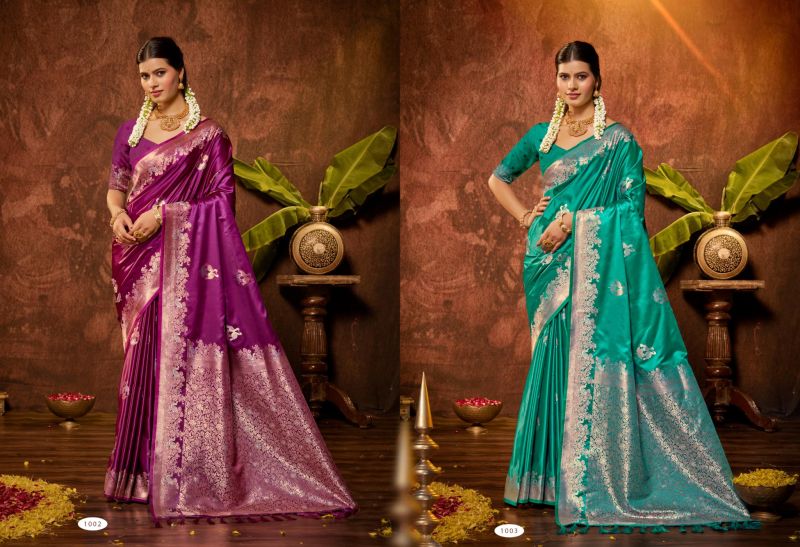 Bunawat Masru Satan Vol 3 Satin Silk Sangam Prints Saree Collection — Wholesale Sarees, Bunawat wholesale from Surat — Photo 4
