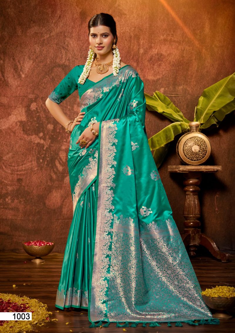 Bunawat Masru Satan Vol 3 Satin Silk Sangam Prints Saree Collection — Wholesale Sarees, Bunawat wholesale from Surat — Photo 3