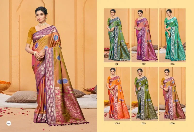Bunawat Rangraz 2 Soft Silk Sangam Prints Woven Work Saree — Festival Sarees, Bunawat wholesale from Surat — view 7