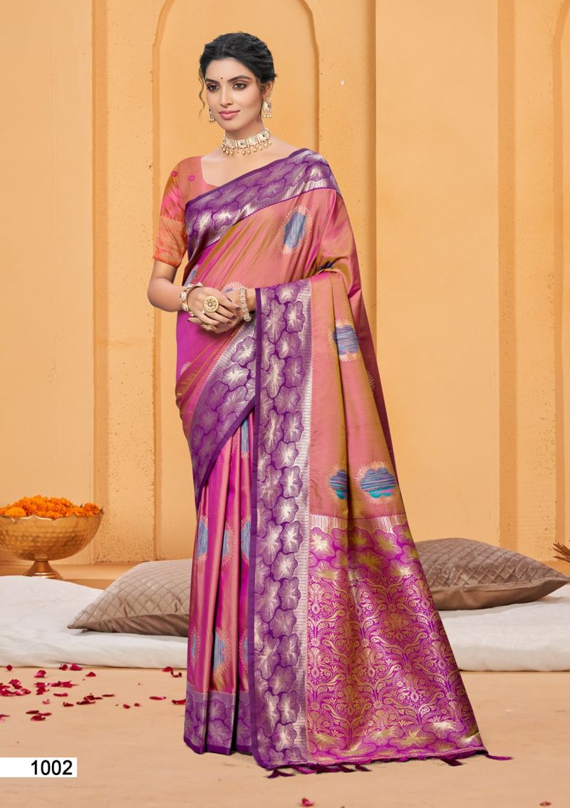 Bunawat Rangraz 2 Soft Silk Sangam Prints Woven Work Saree — Festival Sarees, Bunawat wholesale from Surat — view 3